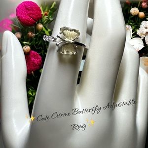 ✨Cute Citrine Adjustable Butterfly 🦋 Ring✨